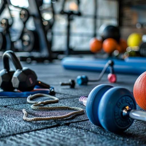 Home gym free weights with jump rope